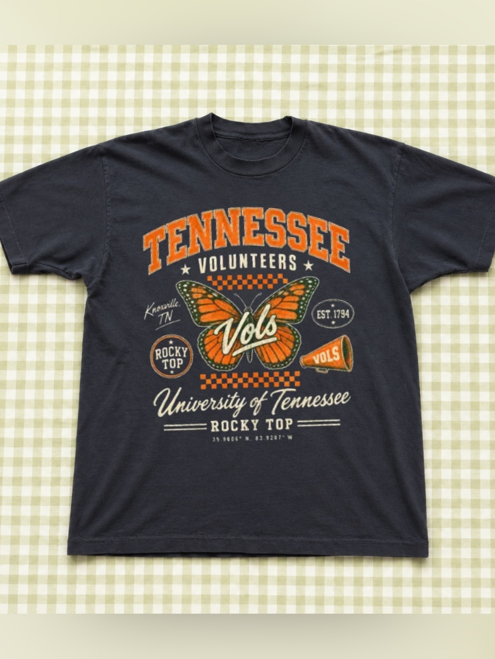 Gildan Black Tennessee Volunteers Butterfly Graphic Tee, Vintage and Retro Shirt